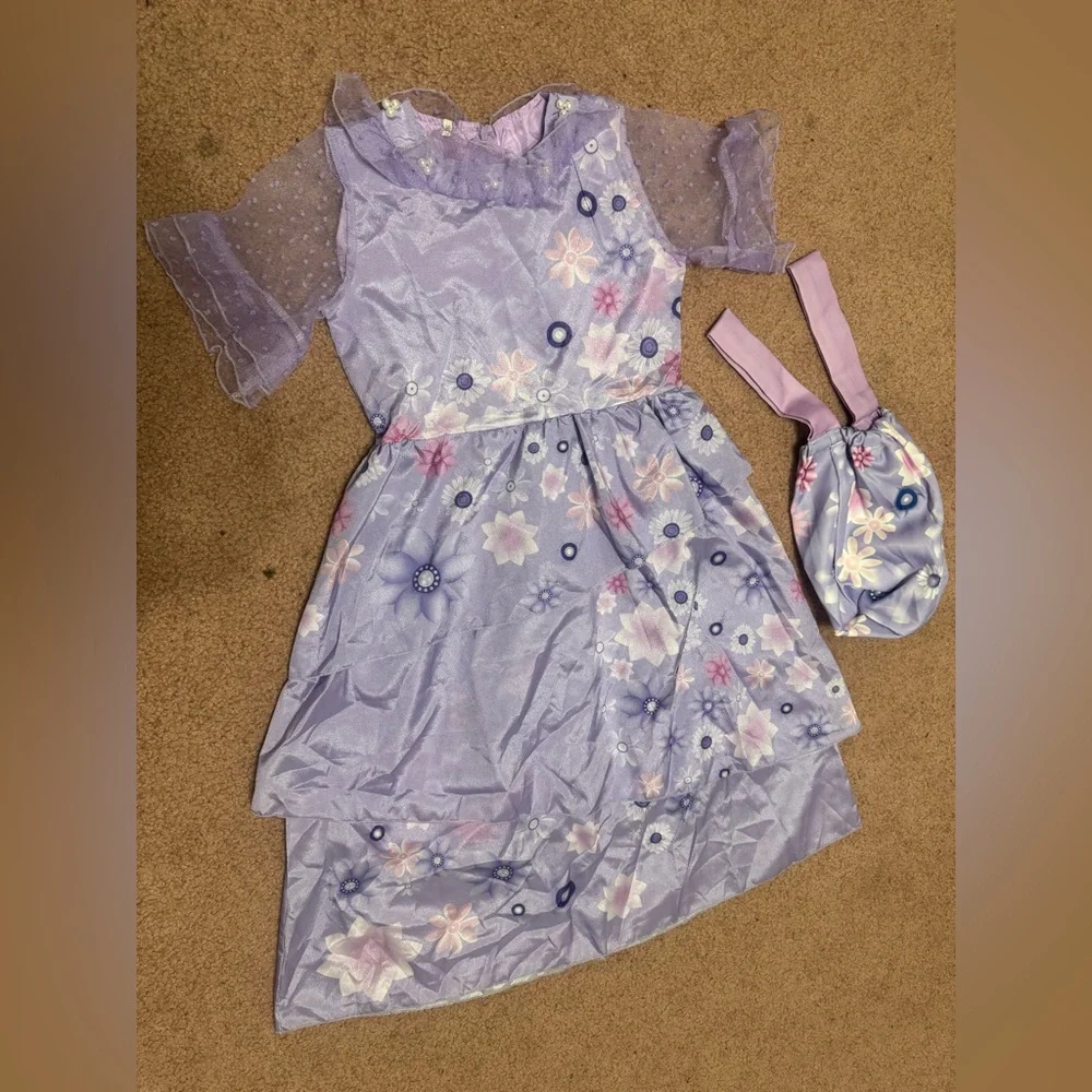 New 8 10 kids girls princess encanto youth dress costume purple flower